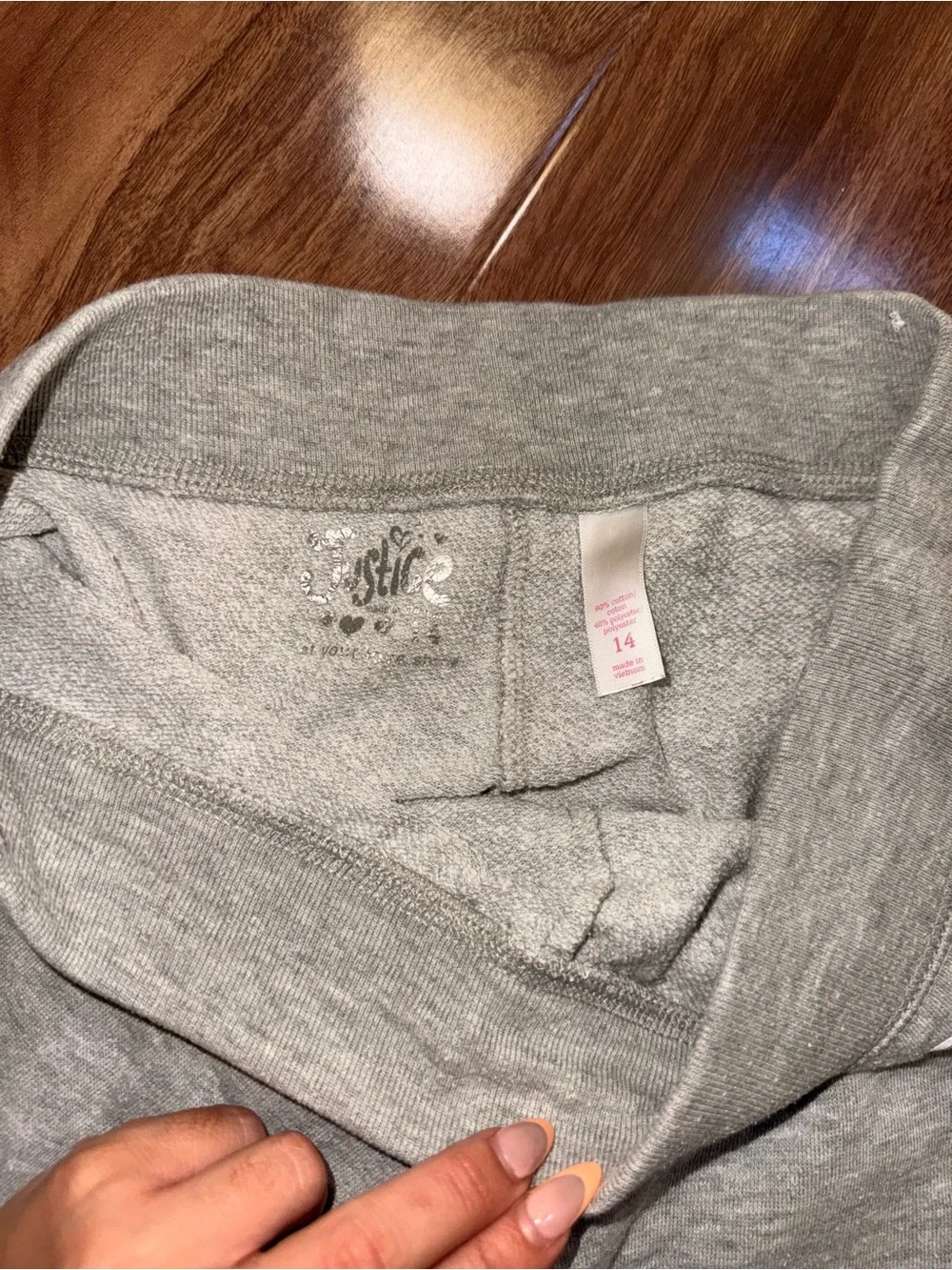 Justice Gray Hoodie & Jogger Set with Pink and Purple Heart Design